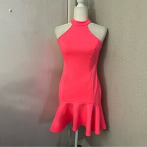 Love Culture Scuba Knit Neon Pink Flare Dress M Dopamine Coquette Girl Coconut
